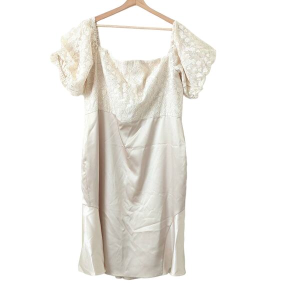 Gal Meets Glam Adele Off The Shoulder Formal Dress Size 20 Plus Lace Cream White